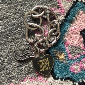 Juicy Couture link keychain with Navy detailing